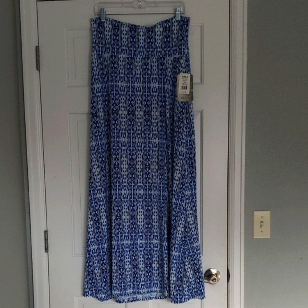 Lily Rose Blue and White Maxi Skirt